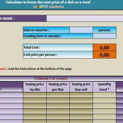 Calculator cost price of a dish pro version